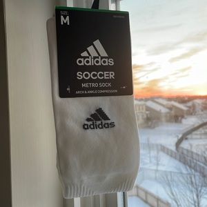 Adidas White Soccer Socks- Metro Sock- Athletic Sock- Long Sock- Sports Sock